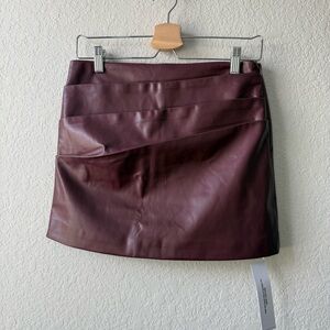 Princess Polly Kalilah Deep Burgundy Faux Leather Mini Skirt NWT